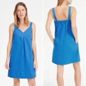 Everlane Clean Cotton A-Line Mini Shift Dress in Blue Size 12 NWT